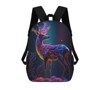 sinyumoney Enchanted Deer A Cosmic Vision Backpacks Kids School Backpack School Bag 3D Printed School Bag for Boys Elementary And Middle School Students 17inch