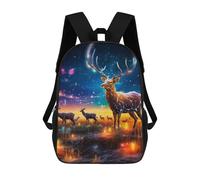 sinyumoney Enchanted Deer Herd Backpack Cartoon Plush Bag, 3D Backpack for Kids School Bag Birthday Gift Idea for Boys And Girls 17inch