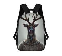 sinyumoney Enchanted Deer Portrait -3 Rucksacks 3D Printed Children Backpacks Fashion Casual Daypack Cute Travel Bags Outdoor Casual Daypack for Boy And Girl 17inch