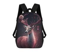 sinyumoney Enchanted Deer Portrait Kids Backpack,School Backpack Kids School Bag 3D Printed Cartoon Large Capacity Backpack for Kids Boys And Girls 17inch