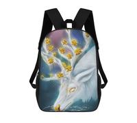 sinyumoney Enchanted Deer with Golden Flowers Backpacks Kids School Backpack School Bag 3D Printed School Bag for Boys Elementary And Middle School Students 17inch