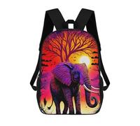 sinyumoney Enchanted Elephant Sunset 3D Printed Children's School Backpack for Kids Travel Rucksacks Book Bags Kids School Bag 17inch