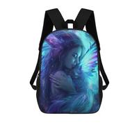 sinyumoney Enchanted Fantasy Angelic Wings And Cat Embrace School Backpack Business Laptop Rucksack Bag Unisex Casual Daypack for Men, Women & Teenage Boys 17inch