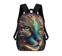 sinyumoney Enchanted Feline Portrait -1 3D Printed Children's School Backpack for Kids High Capacity Travel Rucksacks Book Bags Kids School Bag Back Pack 17inch