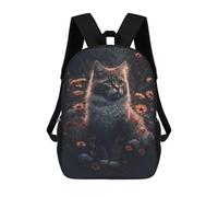 sinyumoney Enchanted Floral Cat Portrait Backpacks Kids School Backpack School Bag 3D Printed School Bag for Boys Elementary And Middle School Students 17inch