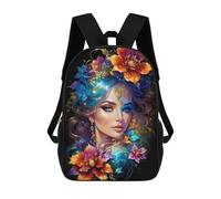 sinyumoney Enchanted Floral Portrait 3D Printed Children's School Backpack for Kids High Capacity Travel Rucksacks Book Bags Kids School Bag Back Pack 17inch