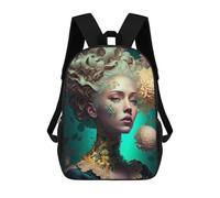 sinyumoney Enchanted Floral Portrait Children's School Backpack Fashion Casual Children's Backpacks 3D Printed School Bags Boy Large Backpack 17inch