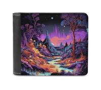 sinyumoney Enchanted Forest at Twilight -1 3D Print Clutch Purse Slots ID Window RFID Blocking Leather Men's Wallet Youth Guys 11.7cm*9.5cm
