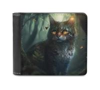 sinyumoney Enchanted Forest Cat -4 3D Print Wallet Safe Protection Card Banknote Compartments Fashion Slim Leather Wallet for Boys Girls 11.7cm*9.5cm