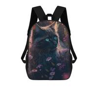 sinyumoney Enchanted Forest Cat -8 Rucksack Lightweight Airport College Students Back Pack for Girls Boys Teenage 17inch