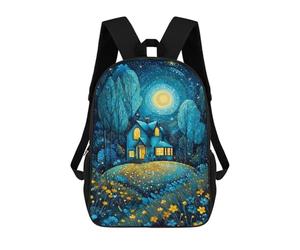 sinyumoney Enchanted Forest Cottage Rucksacks 3D Printed Children 17inch Backpacks Fashion Casual Daypack Travel Bags Outdoor Casual Daypack for Boy And Girl