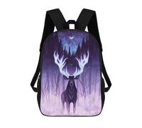 sinyumoney Enchanted Forest Deer -13 Backpacks Kids School Backpack School Bag 3D Printed School Bag for Boys Elementary And Middle School Students 17inch