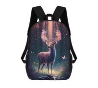 sinyumoney Enchanted Forest Deer 3D Printed School Bag Children's School Backpack Schoolbags Travel Backpacks Casual Fashion Bag for Kids School Students 17inch
