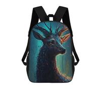 sinyumoney Enchanted Forest Deer Portrait -1 Backpacks, Kids Backpack Student School Bag 3D Printed Travel Backpacks Fashion Accessory Backpack Children Waterproof School Bags 17inch