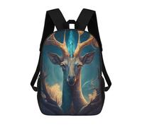 sinyumoney Enchanted Forest Deer Portrait 3D Printed Children's School Backpack for Kids High Capacity Travel Rucksacks Book Bags Kids School Bag Back Pack 17inch