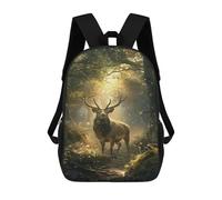 sinyumoney Enchanted Forest Deer Scene Kids Backpack,School Backpack Kids School Bag 3D Printed Cartoon Large Capacity Backpack for Kids Boys And Girls 17inch