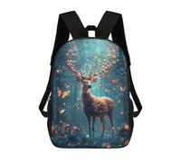 sinyumoney Enchanted Forest Deer with Flowers School Backpack for Girls 17inch Casual Daypack Lightweight Rucksack Boy Girl Backpack for Middle School Students