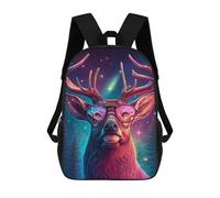 sinyumoney Enchanted Forest Deer with Glasses Backpack School Bag High Secondary School Bags Casual Backpack - Perfect for Travel, Work And Daily Use 17inch