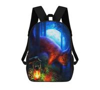 sinyumoney Enchanted Forest Encounter -2 3D Printed Children's School Backpack for Kids Travel Rucksacks Book Bags Kids School Bag 17inch