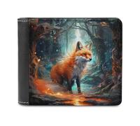 sinyumoney Enchanted Forest Fox 3D Print PU Leather Wallet Slots ID Window Slim Elegant Leather Wallet Craftsmanship Gifts 11.7cm*9.5cm