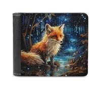 sinyumoney Enchanted Forest Fox -6 3D Print Men's Wallet Slots ID Window RFID Blocking Stylish Slots Note Section Leather Wallet 11.7cm*9.5cm