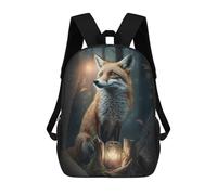 sinyumoney Enchanted Forest Fox Lantern Children's Backpacks School Backpack 3D Printed for Kids Travel Rucksacks Book Bags Kids 17inch School Bag