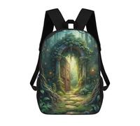 sinyumoney Enchanted Forest Gate Kids School Backpack School Bag 3D Printed School Bag for Boys Elementary And Middle School Students 17inch
