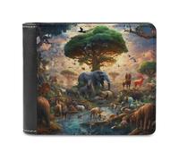 sinyumoney Enchanted Forest Gathering -4 3D Print Clutch Purse Safe Protection Card Slots Note Section Soft Convenient Wallets for Boys Girls 11.7cm*9.5cm