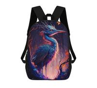 sinyumoney Enchanted Forest Heron 3D Printed School Bag Children's School Backpack Schoolbags Travel Backpacks Casual Fashion Bag for Kids School Students 17inch