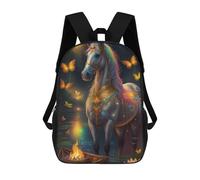 sinyumoney Enchanted Forest Horse Kids Backpack, Backpack School Bag, Backpacks Kids School 3D Printed School Bags for Elementary And Middle School Students Teens Birthday Gift 17inch
