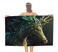 sinyumoney Enchanted Forest Horse Portrait Bathroom Towels Set for Smooth Skin Quick Drying Durable Beach Towel Bath And Pool 130cm*80cm