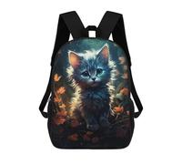 sinyumoney Enchanted Forest Kitten School Bags Large Lightweight Casual Backpack for Camping Outdoor Adventures And Daily Travel 17inch