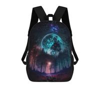 sinyumoney Enchanted Forest Moonlit Night 3D Printed Children's School Backpack for Kids Travel Rucksacks Book Bags Kids School Bag 17inch