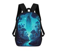 sinyumoney Enchanted Forest Nightscape Fashion Student School Backpack Suitable for Boys Girls Kids Casual Outdoor Travel Essential Daypack 17inch