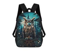 sinyumoney Enchanted Forest Owl -4 3D Printed Children's School Backpack for Kids Travel Rucksacks Book Bags Kids School Bag 17inch