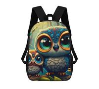 sinyumoney Enchanted Forest Owls Kids Backpack,School Backpack Kids School Bag 3D Printed Cartoon Large Capacity Backpack for Kids Boys And Girls 17inch