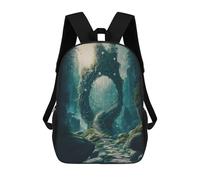 sinyumoney Enchanted Forest Portal -2 Backpacks 3D Printed Kids School Backpack School Bag Fashion Rucksacks for Boys Elementary And Middle School Students 17inch