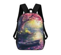 sinyumoney Enchanted Forest River Scene 3D Printed 17inch School Bag Children's School Backpack Travel Backpacks Casual Fashion Bag for Kids School Students