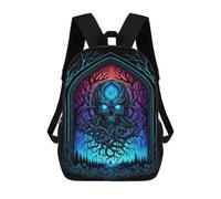 sinyumoney Enchanted Forest Skull Artwork Kids Children School Backpack Bookbags Casual Travel Rucksack Boys Girls Large Capacity Daypack 17inch
