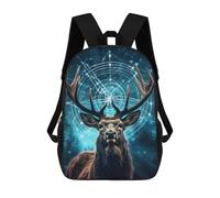 sinyumoney Enchanted Forest Stag -4 3D Printed School Bag Children's School Backpack Schoolbags Travel Backpacks Casual Fashion Bag for Kids School Students 17inch