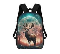 sinyumoney Enchanted Forest Stag -5 School Backpack Daypacks Business Backpack Water Resistant Bookbag for School/Work/Travel 17inch