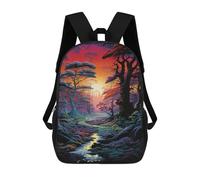 sinyumoney Enchanted Forest Sunset Backpack School Bag Daypacks Business Backpack Water Resistant Bookbag for Girls Boys Teenage 17inch