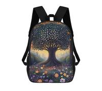 sinyumoney Enchanted Forest Tree in Pointillist Style Children's Backpacks School Backpack 3D Printed Backpack for Kids Travel Rucksacks Book Bags Kids School Bag 17inch