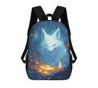 sinyumoney Enchanted Forest with Giant Fox Spirit 3D Printed 17 Inch School Backpack Casual Children's Backpacks 3D Printed for Boys Elementary And Middle