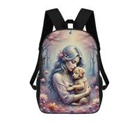 sinyumoney Enchanted Forest with Puppy Kids School Backpack 17 Inch School Bag 3D Printed School Bag for Boys Elementary And Middle School Students