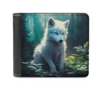 sinyumoney Enchanted Forest Wolf Pup 3D Print Clutch Purse Coin Pocket ID Leather RFID Slots Note Section Leather Men's Wallet 11.7cm*9.5cm