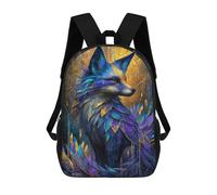 sinyumoney Enchanted Fox Artwork School Backpack for Girls 17inch Casual Daypack Lightweight Rucksack Boy Girl Backpack for Middle School Students