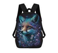 sinyumoney Enchanted Fox with Flowers Backpack School Bag High Secondary School Bags Casual Backpack for Teenage Girls Boys Women Men 17inch