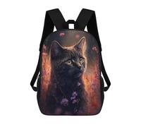 sinyumoney Enchanted Garden Cat Rucksack High Secondary School Bags Casual Backpack for Girls Boys Teenage 17inch