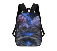sinyumoney Enchanted Garden Under Starry Sky Backpacks Kids School Backpack School Bag 3D Printed School Bag for Boys Elementary And Middle School Students 17inch